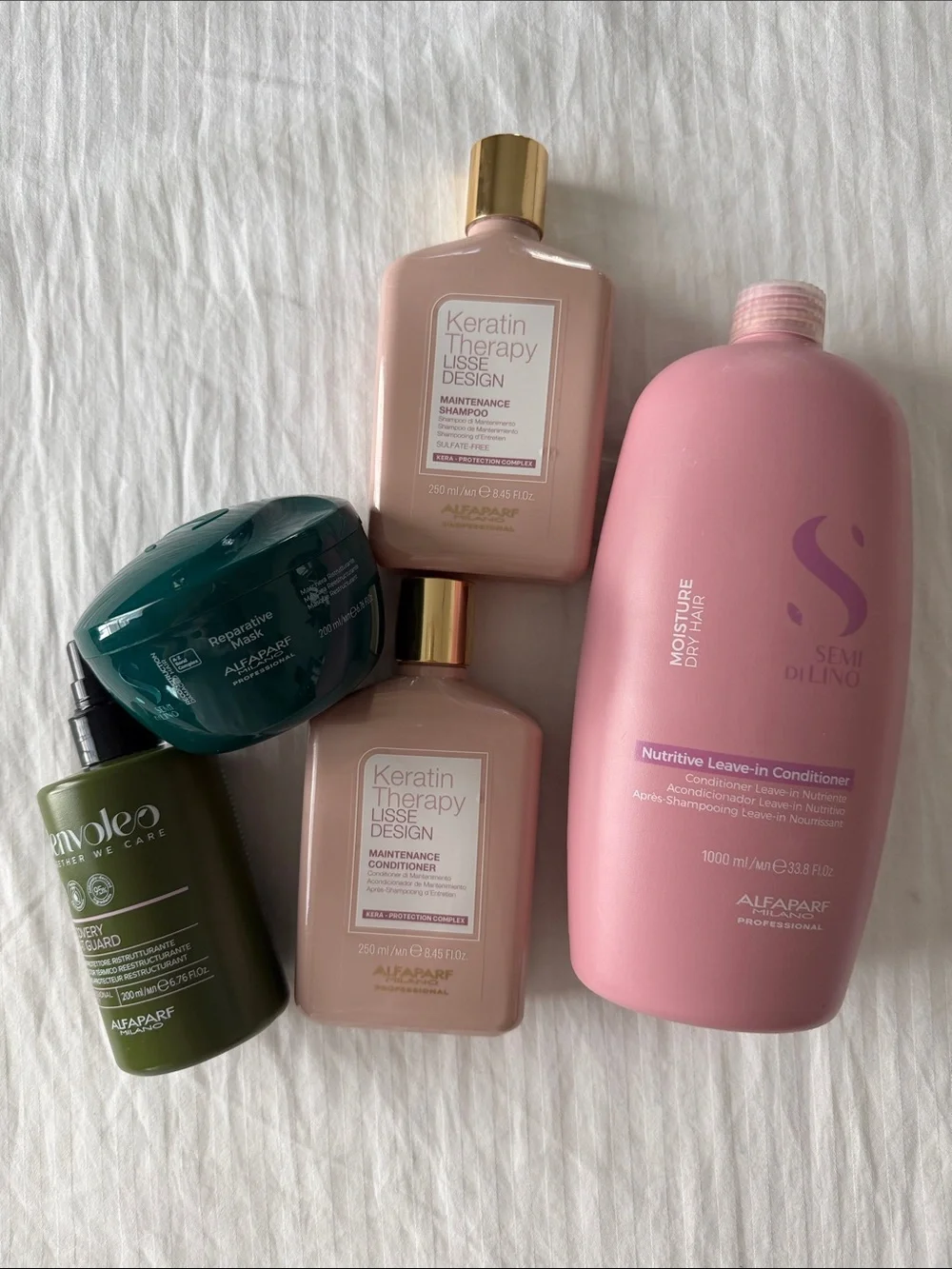 Keratin Therapy & Semi di Lino Pink Leave-In Conditioner Pink Alfaparf Milano